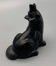 Vintage Sculpted Howling Wolf Black Soap Stone Figurine Boma, Made In Canada picture