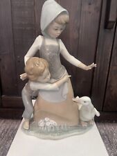 Lladro Porcelain Figurine Avoiding The Goose, Girl Boy  #5033, Good But No Box picture