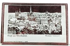 Germany Gruss Aus Wiesbaden Totalansicht Metallic Finish c1900 Postcard J12 picture