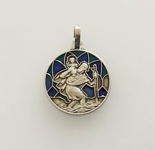 Mama-Estelle Antique Medal Saint Christopher Metal And Enamel Stained picture