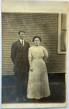 Couple White Dress Suit RPPC Real Photo Postcard 1890’s Grand Prairie Texas picture