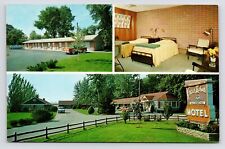 c1950s~Great Lakes Motel~Interior~Road Sign~Fremont Ohio OH~Vintage Postcard picture