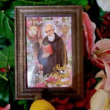 San Benito Oracion Prayer Card With Jesus In Wooden Frame 7x5 Inches  picture