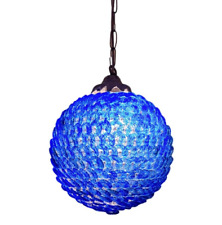Vintage Cobalt Blue Glass Ceiling Light Fixture Art Glass 20