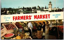 Los Angeles California CA, Farmers' Market, Fruits, Greetings, Vintage Postcard picture