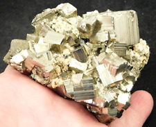 Larger Pyrite Crystal CUBE Cluster with Druzy Calcite 100% Natural Peru 419gr picture