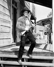Clint Walker full length pose as Cheyenne Bodie holding rifle 8x10 real photo picture