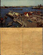 Amsterdam Netherlands pier ferry boat chrome vintage postcard picture