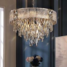 Contemporary Gold 20’’ Crystal Chandelier - Elegant 4-Tier Crystal Ceiling picture