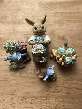 Mervyn's 1992 Rabbit Bunny Easter Figurine Daddy Rabbit Gardening Set  picture