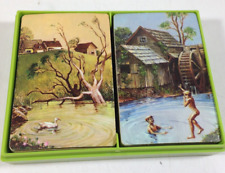 Vintage HALLMARK Double Deck Bridge Playing Cards Water Mill Pond picture