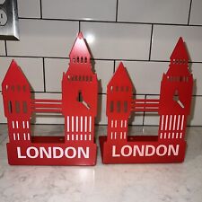 Red Metal Non Skid Sturdy Big Ben Decor London Bridge England bookends picture