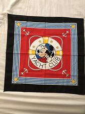 VTG Disney's Mickey Mouse Yacht Club Bandana Scarf Wall Hanging Mat USA picture