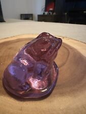 Purple Art Glass Frog Figure Flat Bottom Decor Collect Paperweight picture