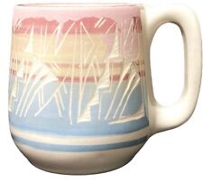 Southwestern Navaho Handmade Glazed Ceramic Etched Mug Cup Signed Desert Design picture