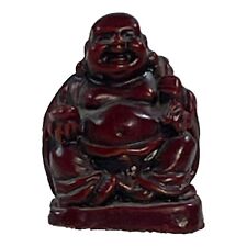 Mini Buddha Statue Figurine Miniature Laughing Buddha Red Resin Good Luck 1” picture