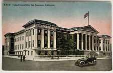 San Francisco US Mint c1910 Old Car People Flag California Vintage Postcard picture