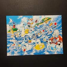 Pokemon Vintage Jumbo Postcard Ash Misty Riding Lapras Artwork Kazunori Aihara picture