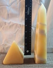 Two Yellow Calcite Quartz Healing Towers picture