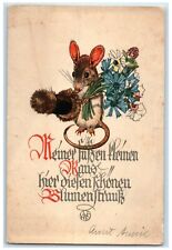c1930's Mouse With Bundle Of Flowers Germany Unposted Vintage Postcard picture