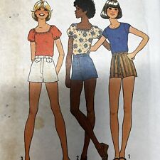 Vintage 1970s Simplicity 7547 One Yard Tops + Shorts Sewing Pattern 11/12 UNCUT picture