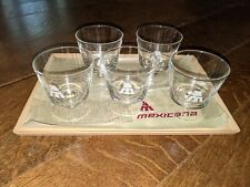 Qty (5) Mexicana Airline Cocktail Glasses 2.5” x 2.75” With Serving Tray RARE picture