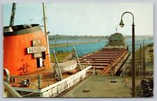 Postcard - Republic Steel Iron Ore Freighter - Soo Locks, Michigan - 1960s (Q33) picture