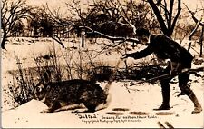 Exaggeration RPPC Hunter Putting Salt on Giant Bunny Rabbit Tail Rifle Winter picture