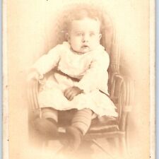 c1870s Waverly, IA Cute Baby Boy Bright Eyed Chair CDV Photo Card A Garners H30 picture