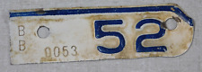 1952 Kansas passenger car license plate tab Bourbon county picture