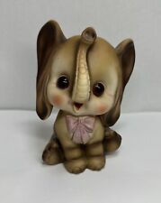 Vintage Josef Originals Baby Elephant Pink Bow Tie Night Light Lamp Glass Eyes picture
