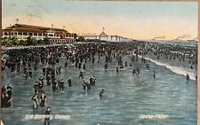 Cedar Point Ohio Bathing Beach Pavilion People Crowd Antique Postcard c1910 picture