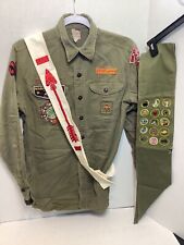 Vtg Boy Scouts Of America Official Shirt with Sash, Patches & Brotherhood Sash picture