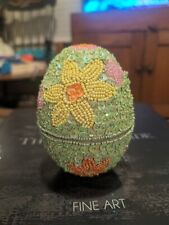 Godiva Beaded Sequined Easter Egg Candy Container 5