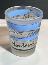 MONTANA - standard Shot Glass- mtn & elk scene - frosted - nice picture