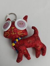 Multicolor Big Button Eyes Fabric Kitty Cat Keyring picture