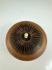 Antique Vintage Hand-carved Treen Wood Pedestal Trinket Box Snuff Box w/ Lid picture