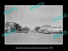 OLD LARGE HISTORIC PHOTO OF ROOSEVELT UTAH THE MAIN STREET & STORES c1950 picture