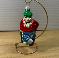 Vtg Inge Glas Christmas Ornament German Golfer Duffer Hand Painted Blown Glass picture
