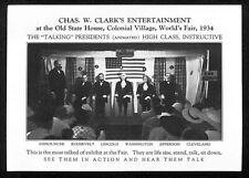 Chas. W. Clark Entertainment Talking Presidents Card 1934 Chicago World's Fair picture