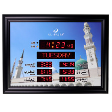 AL-FAJIA Digital Azan Athan Prayer LED Wall Clock for USA Home Office - Black picture