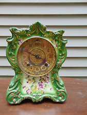 Antique Gilbert Porcelain 8 Day Mantel Clock - Great Colors & Runs Perfect picture