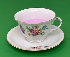 Baronet Porcelain Tea Cup & Saucer W/ Pink Glitter Candle Made in Bohemia picture