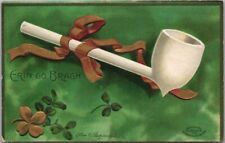 1908 Artist-Signed CLAPSADDLE St. Patrick's Day Postcard White Pipe / Clover picture