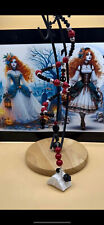 Goth Witch Creepy Skull Hanging Red Black Suncatcher Witch Amulet picture