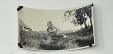 1930's 1940's Young Boy Child Teenie Weenie Wooden Wood Wagon Real Photo Farm picture