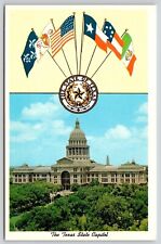 Texas State Capitol Government Building Flags Birds Eye View Austin TX Postcard picture