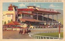 TIJUANA, Mexico CLUB HOUSE~GRAND STAND Agua Caliente Jockey Club HORSES Postcard picture