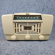 RCA Victor Tube Radio 66X12 AM Golden Throat Off White Vintage 1940s MCM Works picture