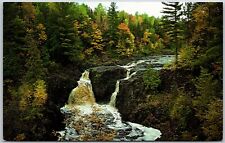 Autumn View of Copper Falls, Copper Falls Park, Mellen, Wisconsin - Postcard picture